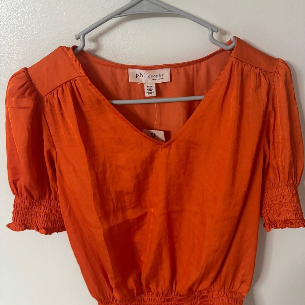 PHILOSOPHY smocked puff sleeve blouse NEW WITH TAGS - Picture 2 of 5